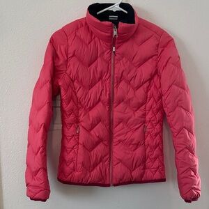 Obermeyer Salmon 90% Goose Down, 10% Feathers Puffer Jacket with red trim
